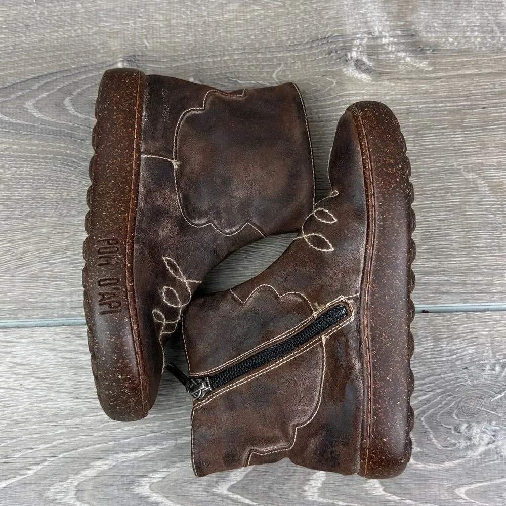 Pom D'Api Little Girl Sz 13/EU 30 Dark Brown Leather Inside Zip Ankle Boots